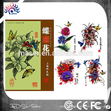 32 Páginas desenho manuscrito tatuagem livro, tatuagem flash livro de esboço com borboleta e flores